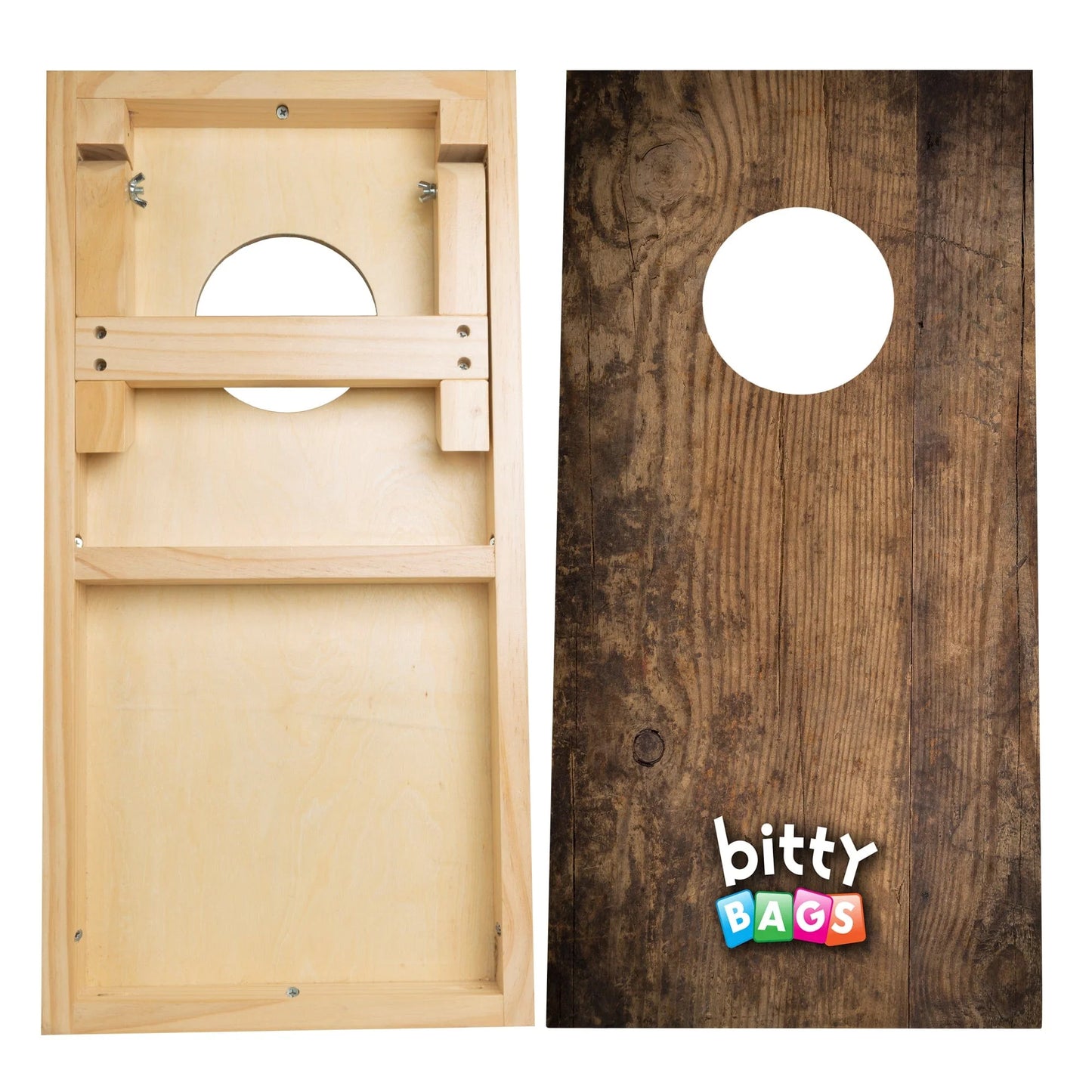 Bitty Bags Mini-Cornhole Set: Distressed Wood Design