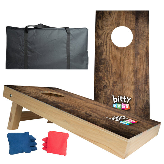 Bitty Bags Mini-Cornhole Set: Distressed Wood Design