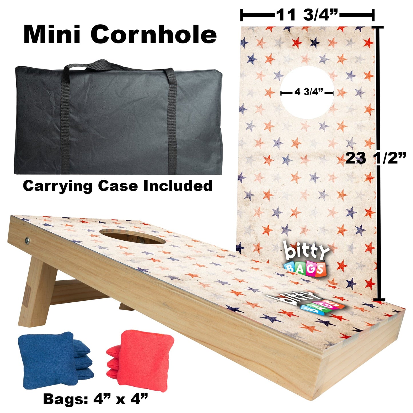 Bitty Bags Mini-Cornhole Set: American Stars Design